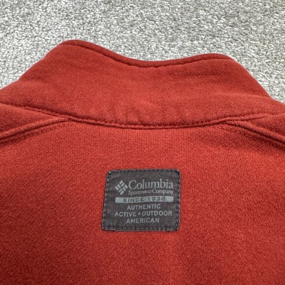 Columbia 1/4 Zip Pullover Sweatshirt Mens Large Rust Brown Cotton Outdoor Hike - Picture 4 of 15